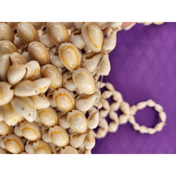 Vtg Unique Handmade Cowrie Seashell Handbag Shoulder Boho Beach Fairy Purse - Picture 5 of 8